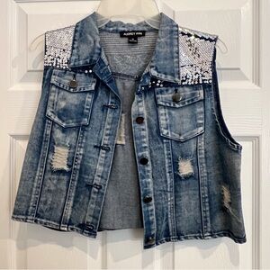 Audrey Ann Denim Vest with Sequin Detail